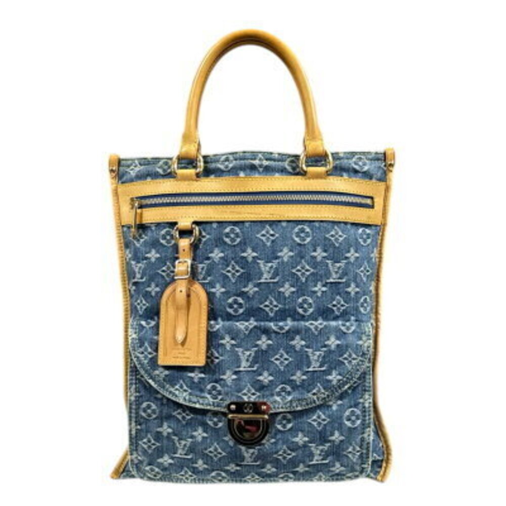 Louis Vuitton Flat Shopper Monogram Denim Tote Bag Blue